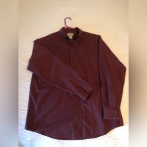 Men's L.L. Bean Maroon Button Front Down Casual Shirt